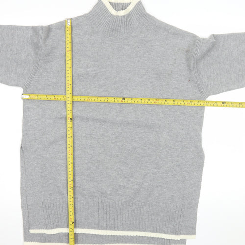 Amara Reya Womens Grey Mock Neck Long Sleeve Knit Jumper Size S