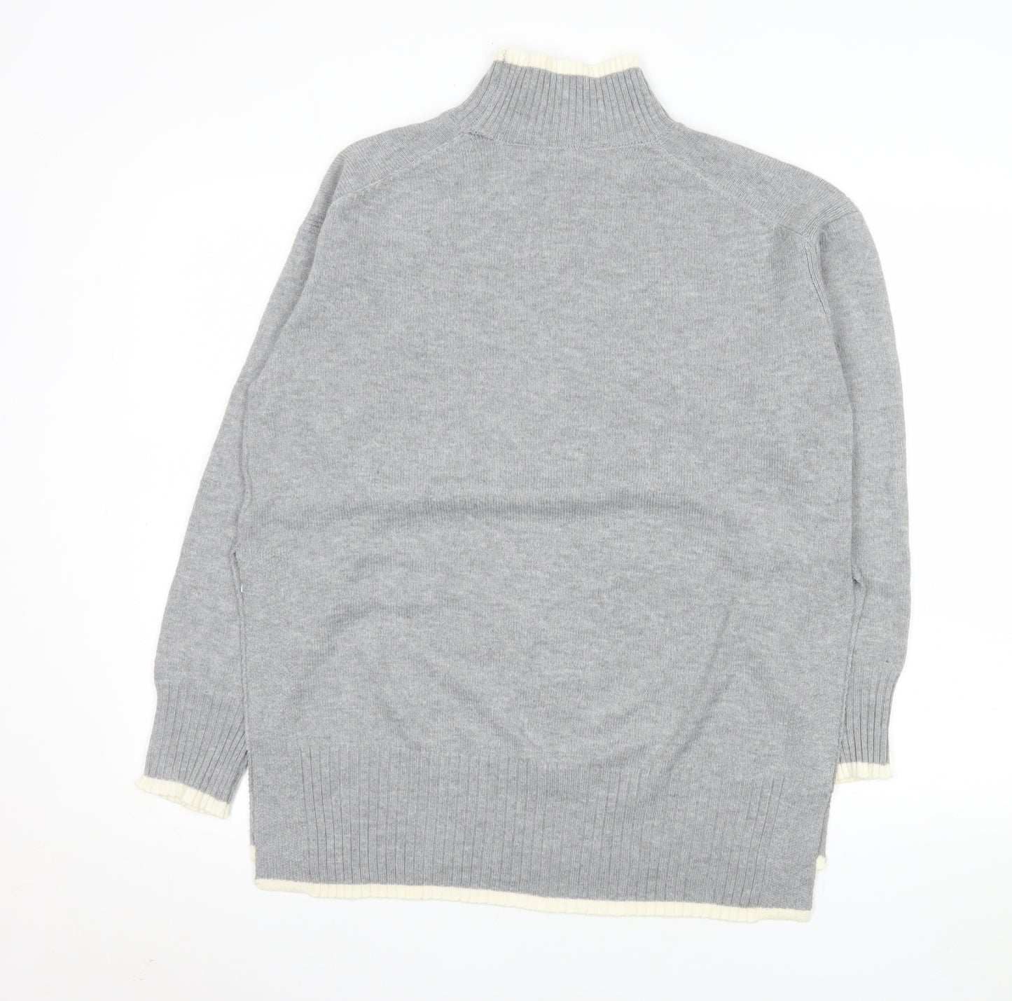 Amara Reya Womens Grey Mock Neck Long Sleeve Knit Jumper Size S