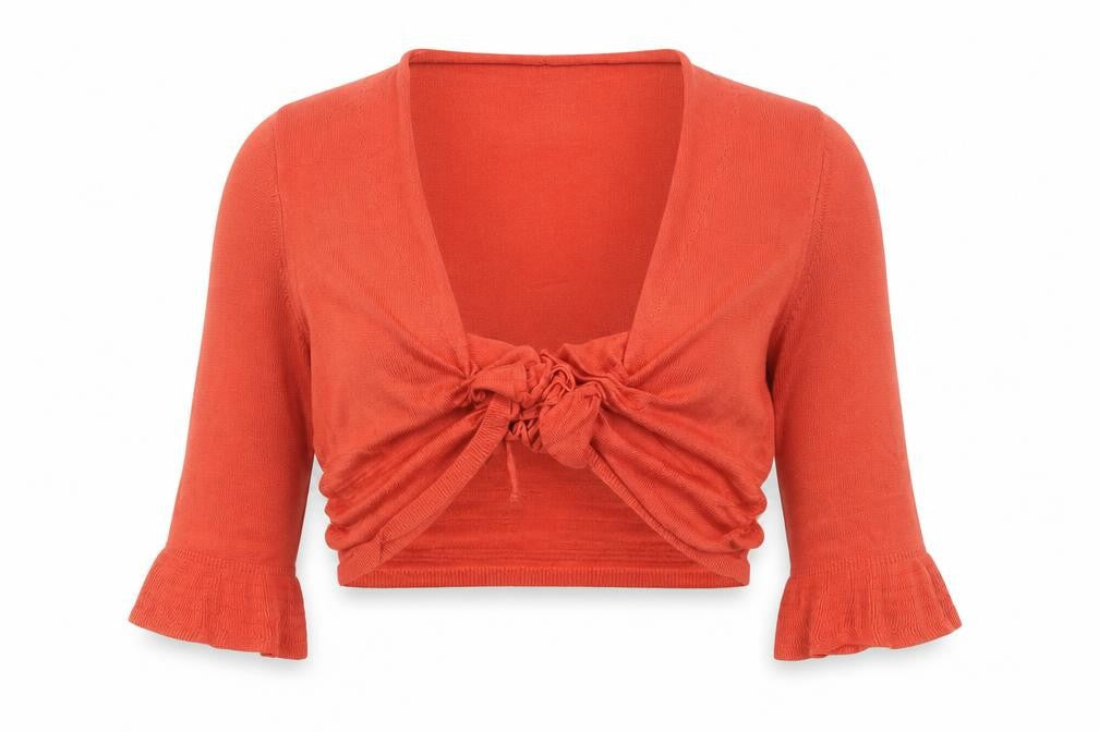 Front view of Marks & Spencer Per Una Women Red Cropped Tie Blouse, size 20