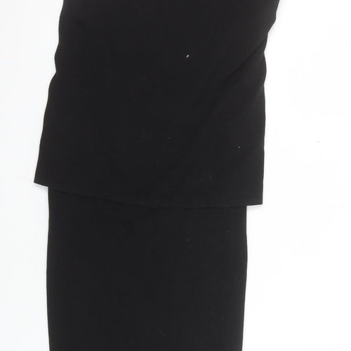 Zara Women Black S Stretch Knit Pencil Skirt High Waist