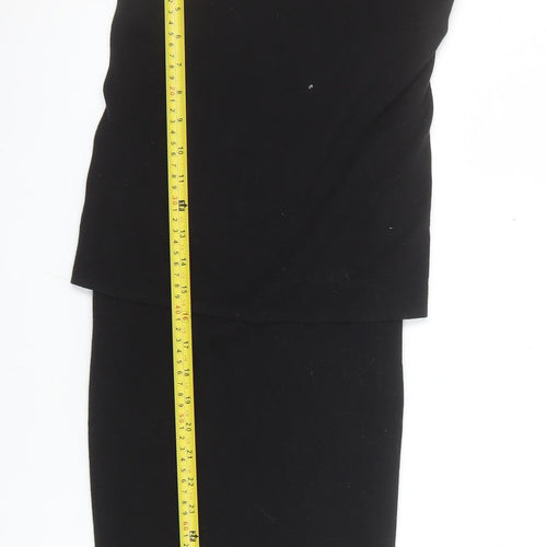 Zara Women Black S Stretch Knit Pencil Skirt High Waist