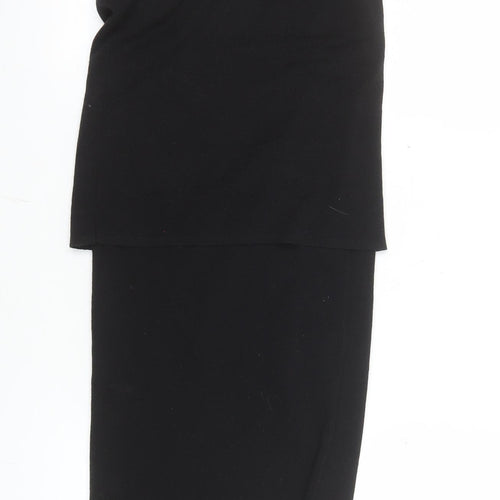 Zara Women Black S Stretch Knit Pencil Skirt High Waist