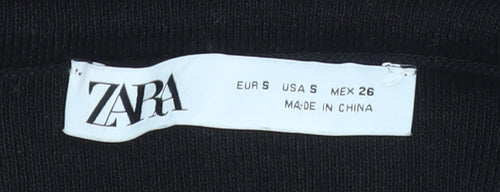 Zara Women Black S Stretch Knit Pencil Skirt High Waist