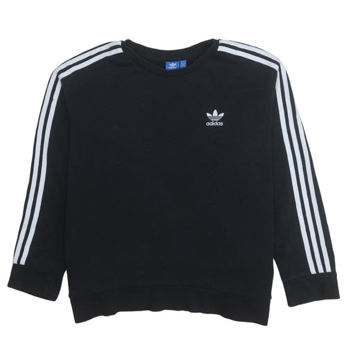 Adidas Womens Black Crew Neck Pullover Sweatshirt Size 14