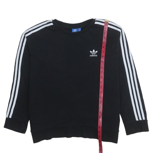 Adidas Womens Black Crew Neck Pullover Sweatshirt Size 14