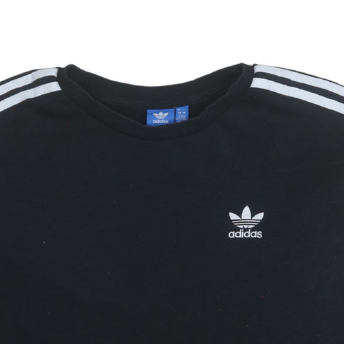 Adidas Womens Black Crew Neck Pullover Sweatshirt Size 14