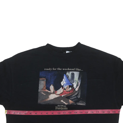 H&M Divided Women Black XS Pullover Sweatshirt Disney Fantasia Mickey