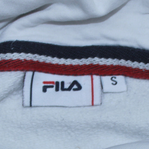 FILA Men's White Pullover Hoodie Small Regular Fit Fleece Activewear