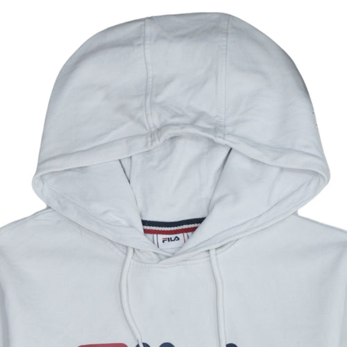 FILA Men's White Pullover Hoodie Small Regular Fit Fleece Activewear