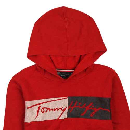 Tommy Hilfiger Boys Red Hoodie 16 Years Pullover Fleece Graphic Logo