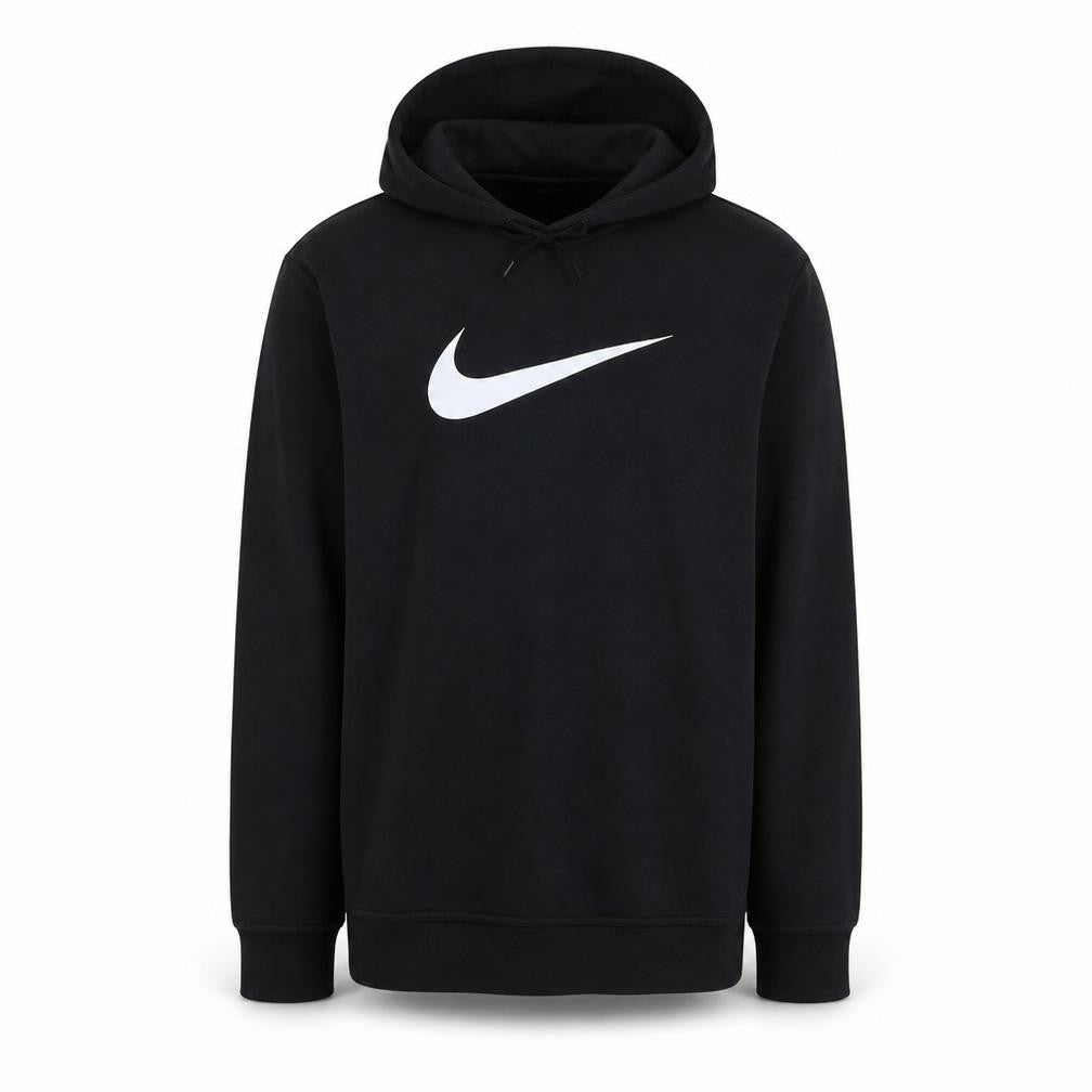 Front view of Nike Men's Black Pullover Hoodie, size S, Logo Fleece Sweatshirt