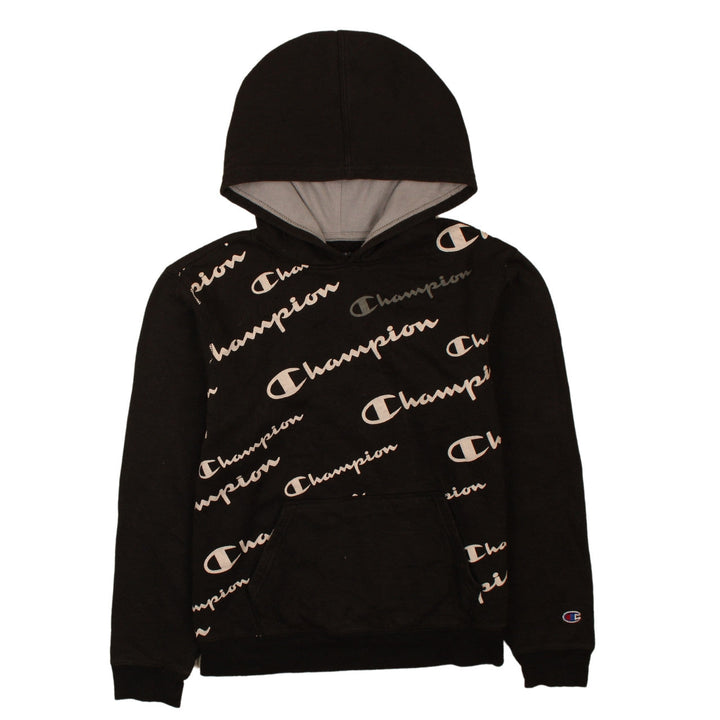 Champion Boys Black XL Pullover Fleece Hoodie with Logo Print