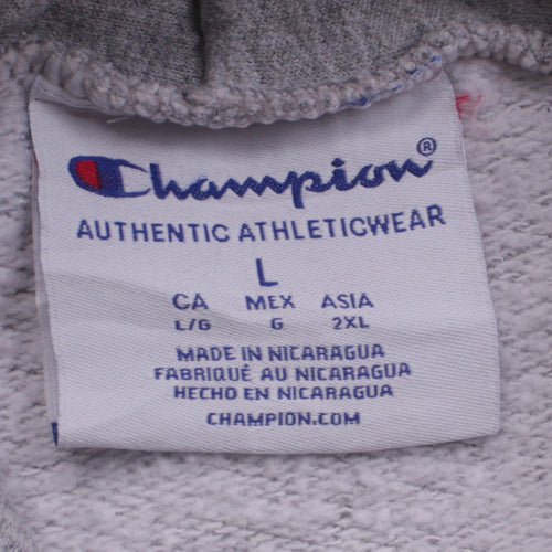 Champion Men's Grey Williams College Hoodie L Pullover Graphic Print