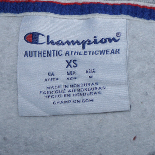 Champion Womens XS Colourblock Grey Pink Pullover Hoodie