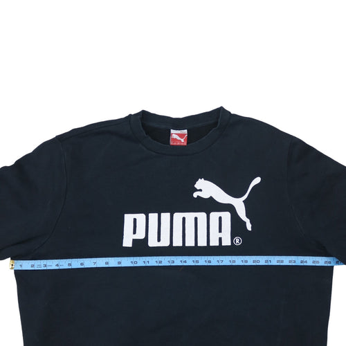 Puma Men's Black 2XL Pullover Sweatshirt Crew Neck Logo Fleece Top