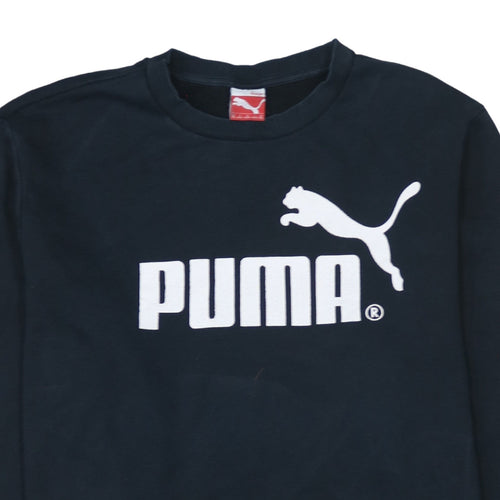 Puma Men's Black 2XL Pullover Sweatshirt Crew Neck Logo Fleece Top