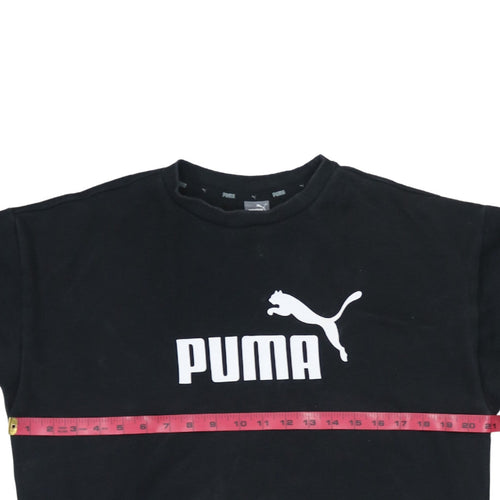 Puma Women's Black Medium Pullover Sweatshirt with Logo Print