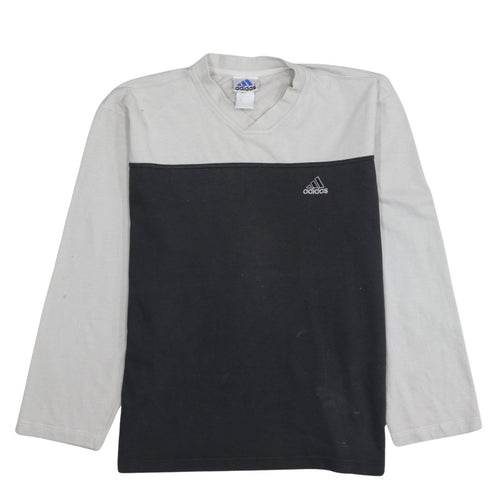 Adidas Mens Grey Black V-Neck Pullover Sweatshirt Size M