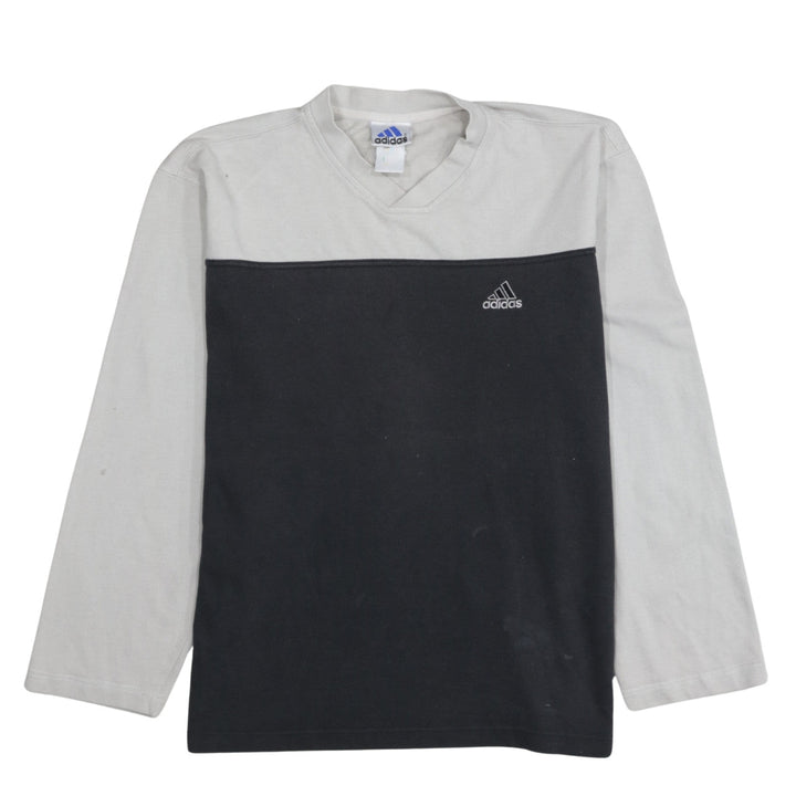 Adidas Mens Grey Black V-Neck Pullover Sweatshirt Size M