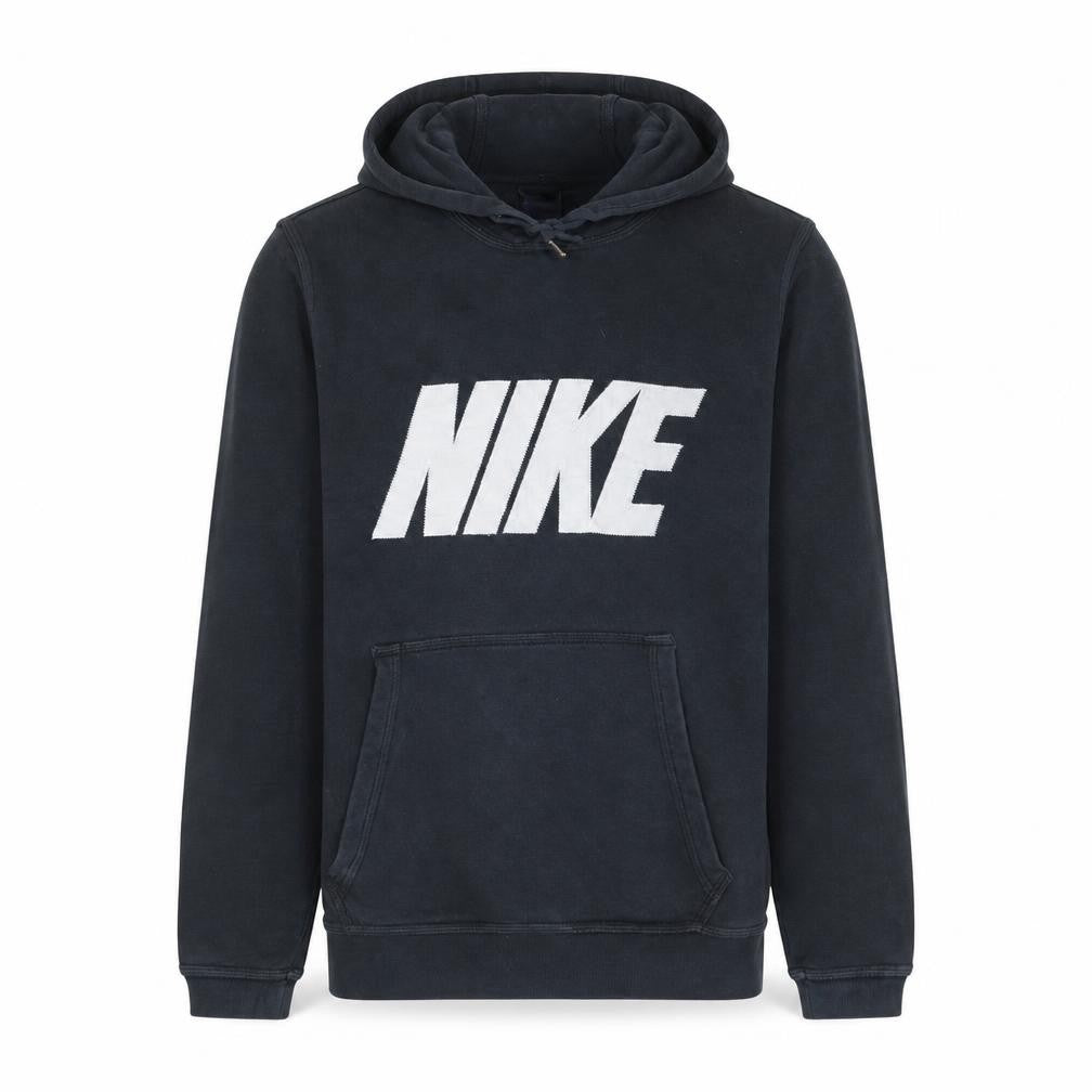 Front view of Nike Men's Black Medium Pullover Hoodie with Logo