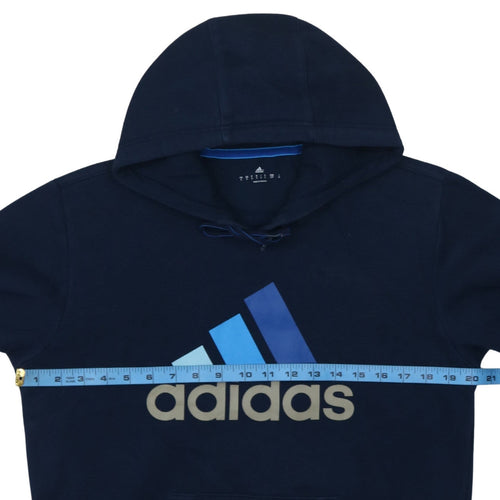 Adidas Men's Blue Pullover Hoodie Size S Sports Fleece Sweatshirt