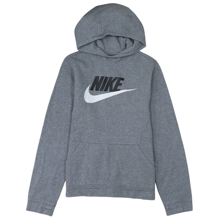 Nike Boys Grey XL Pullover Hoodie with Logo Print Fleece Sweatshirt