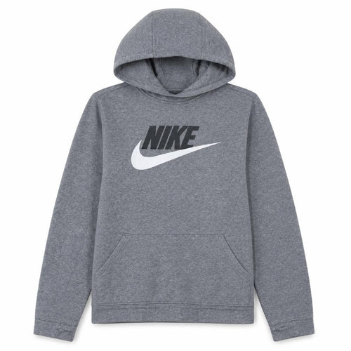 Nike Boys Grey XL Pullover Hoodie with Logo Print Fleece Sweatshirt
