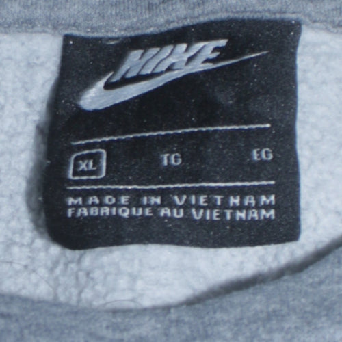 Nike Boys Grey XL Pullover Hoodie with Logo Print Fleece Sweatshirt