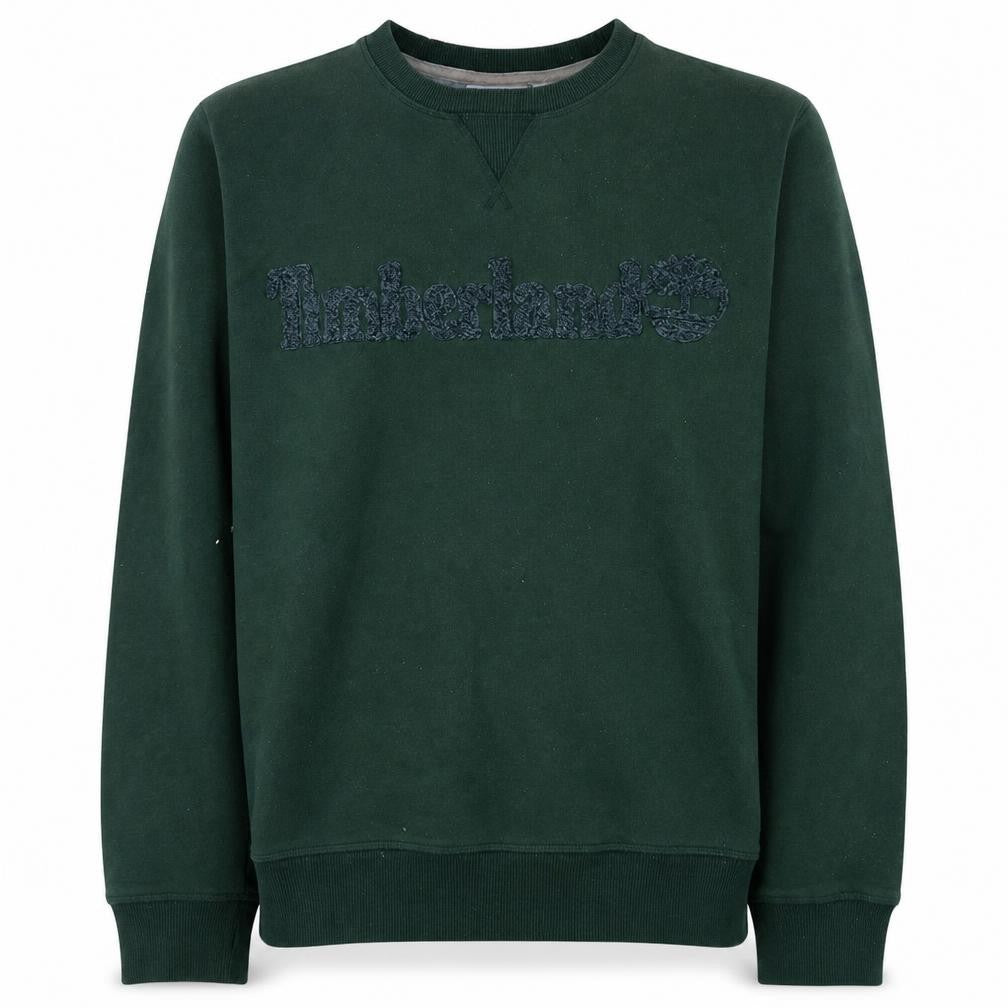 Front view of Timberland Men's Green XL Crew Neck Pullover Sweatshirt