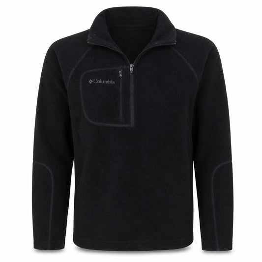 Front view of Columbia Men's Black Fleece 1/4 Zip Pullover Sweatshirt M