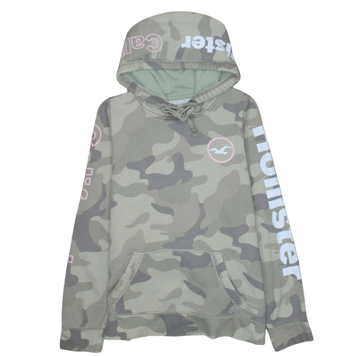 Hollister Women's Camouflage Pullover Hoodie Green Small