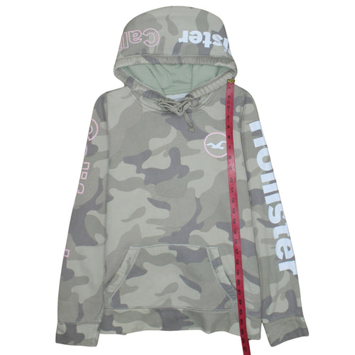 Hollister Women's Camouflage Pullover Hoodie Green Small