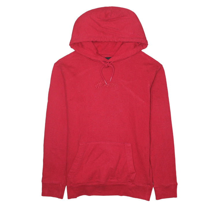 Hollister Mens Red XS Pullover Hoodie Logo Knit Cotton Blend