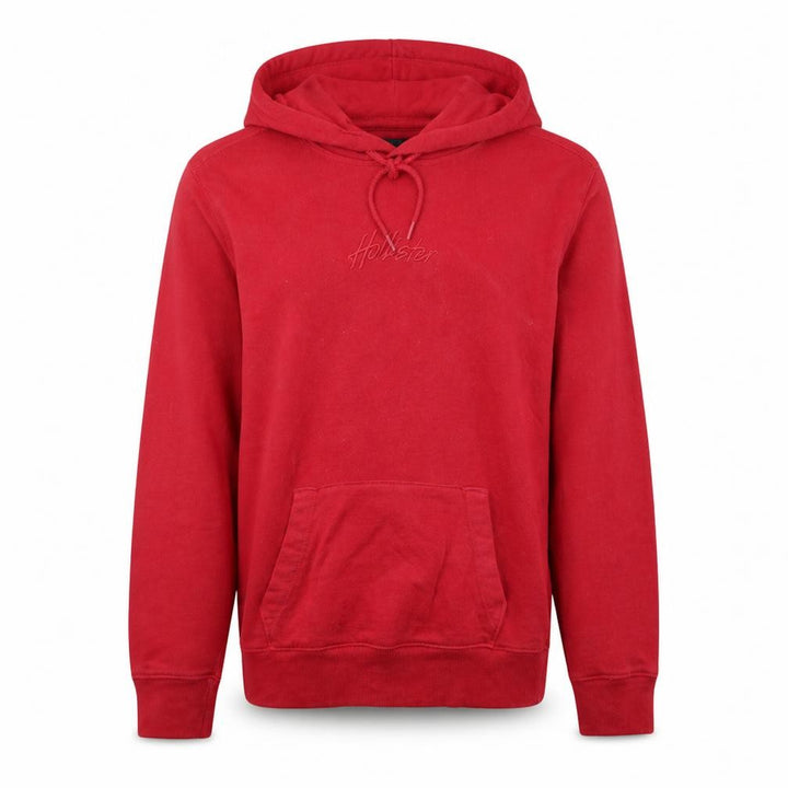 Hollister Mens Red XS Pullover Hoodie Logo Knit Cotton Blend