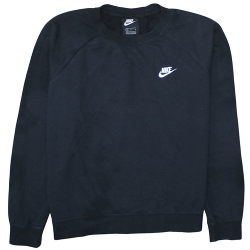 Nike Women Black L Pullover Crew Neck Sweatshirt Cotton Blend