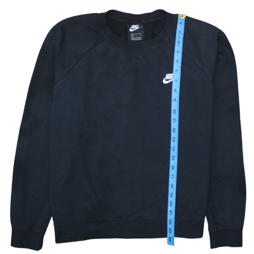 Nike Women Black L Pullover Crew Neck Sweatshirt Cotton Blend