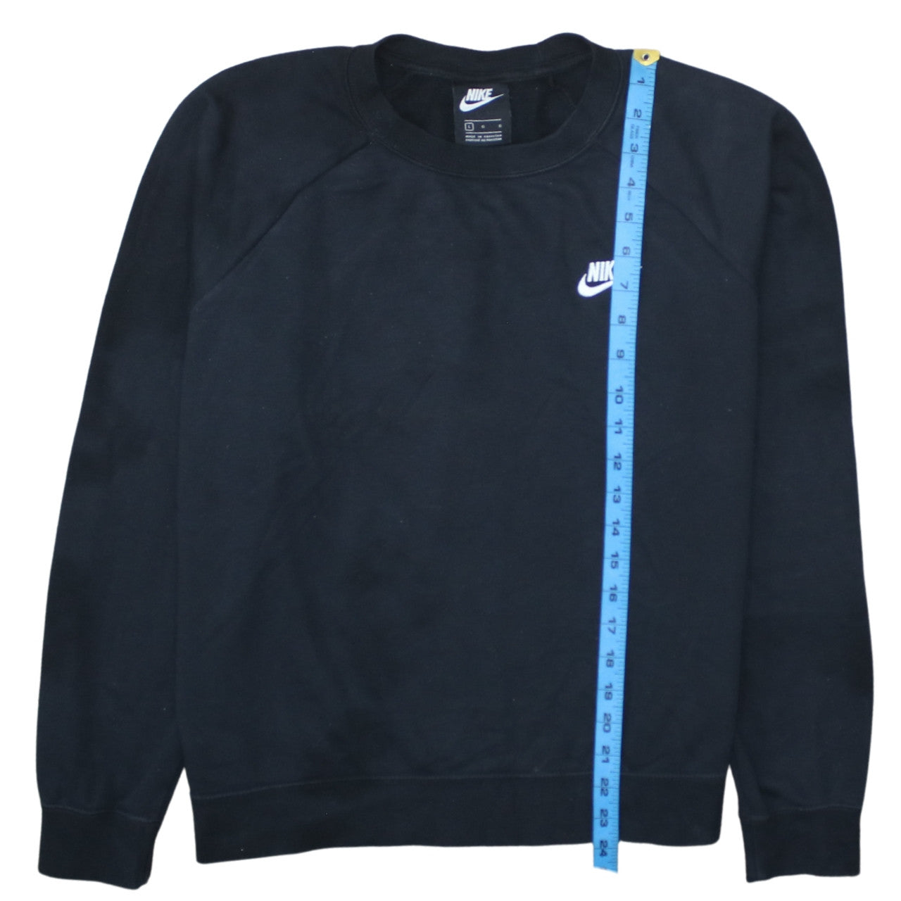 Nike Women Black L Pullover Crew Neck Sweatshirt Cotton Blend