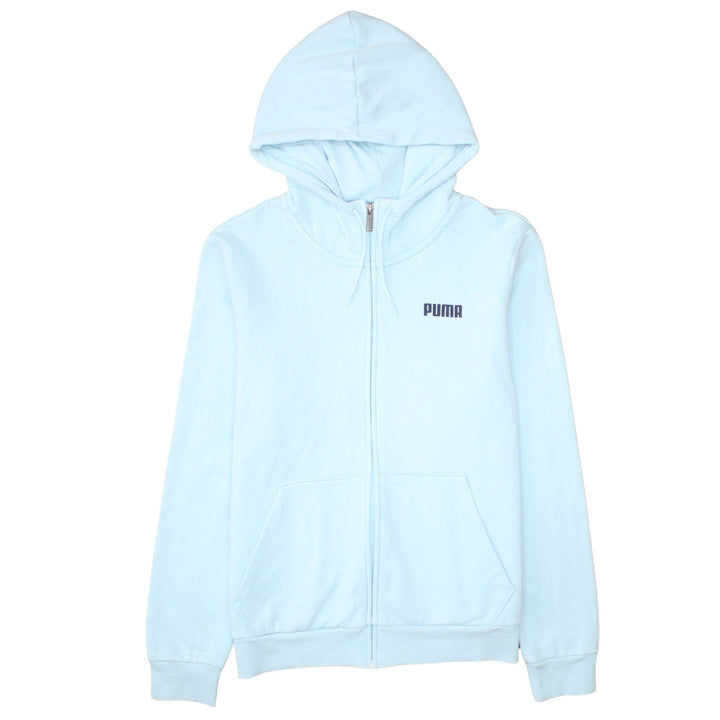 Puma Women’s Light Blue Full Zip Hoodie Size L Cotton Blend
