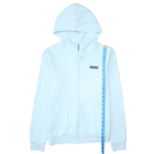 Puma Women’s Light Blue Full Zip Hoodie Size L Cotton Blend