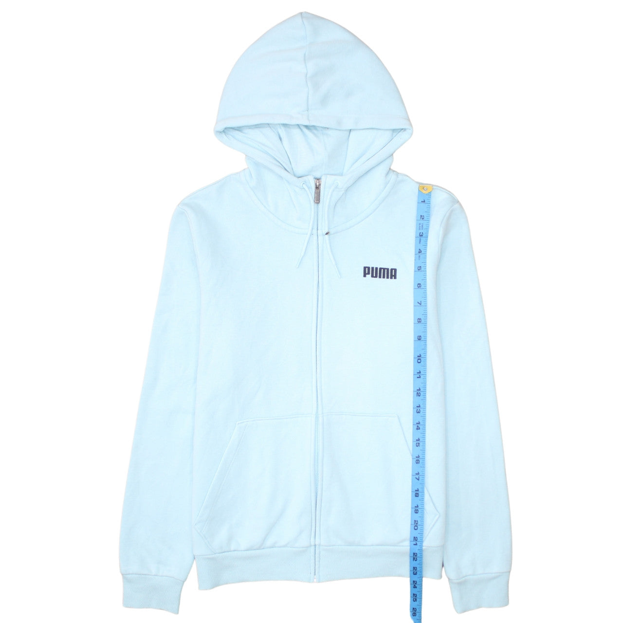 Puma Women’s Light Blue Full Zip Hoodie Size L Cotton Blend