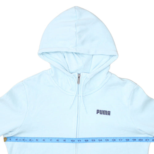 Puma Women’s Light Blue Full Zip Hoodie Size L Cotton Blend