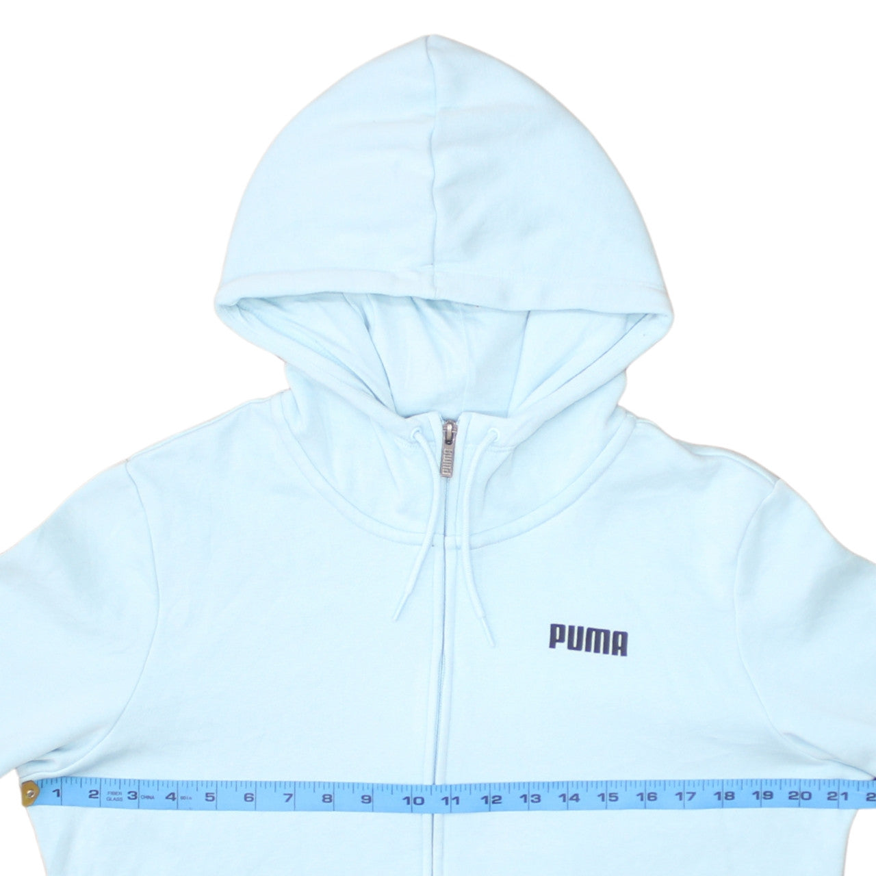 Puma Women’s Light Blue Full Zip Hoodie Size L Cotton Blend