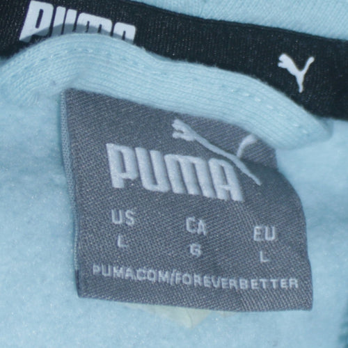 Puma Women’s Light Blue Full Zip Hoodie Size L Cotton Blend