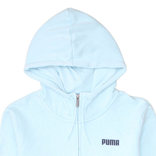 Puma Women’s Light Blue Full Zip Hoodie Size L Cotton Blend
