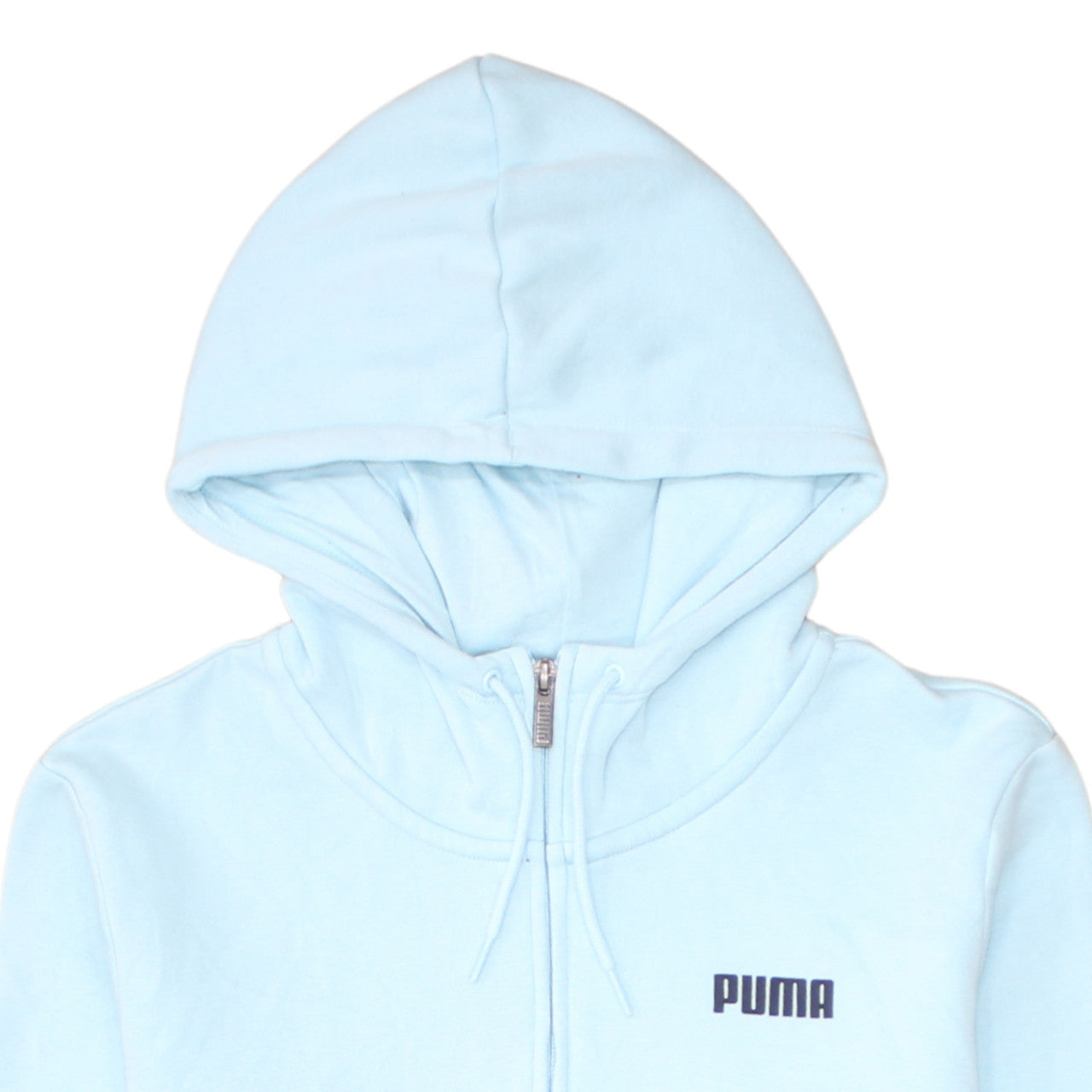 Puma Women’s Light Blue Full Zip Hoodie Size L Cotton Blend