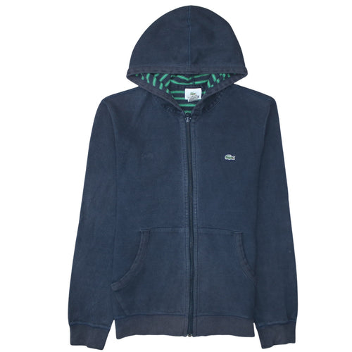 Lacoste Men’s Blue Full Zip Hoodie Size S Logo Embroidered Cotton