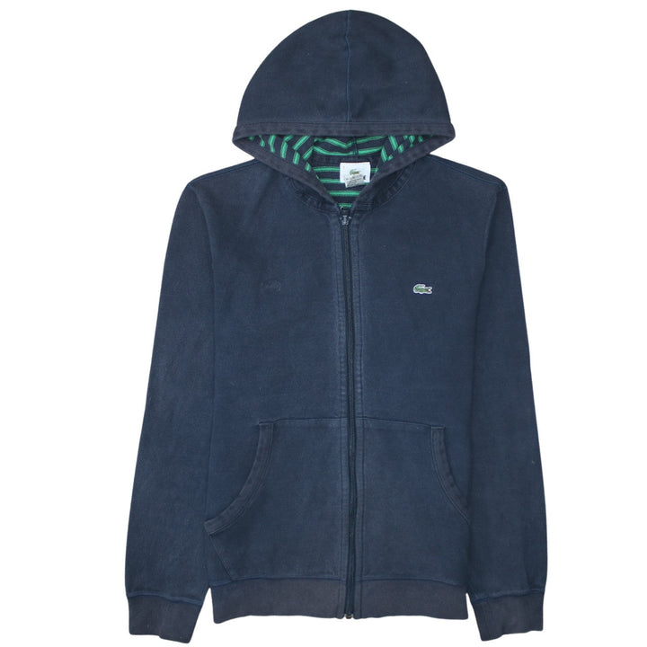 Lacoste Men’s Blue Full Zip Hoodie Size S Logo Embroidered Cotton