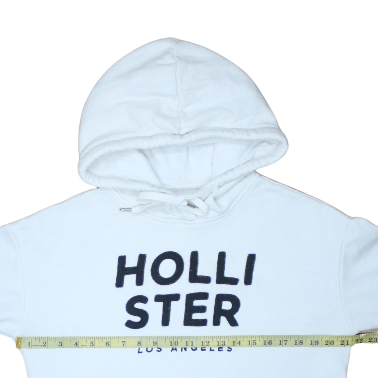 Hollister Mens White Pullover Hoodie L Logo Fleece Sweatshirt