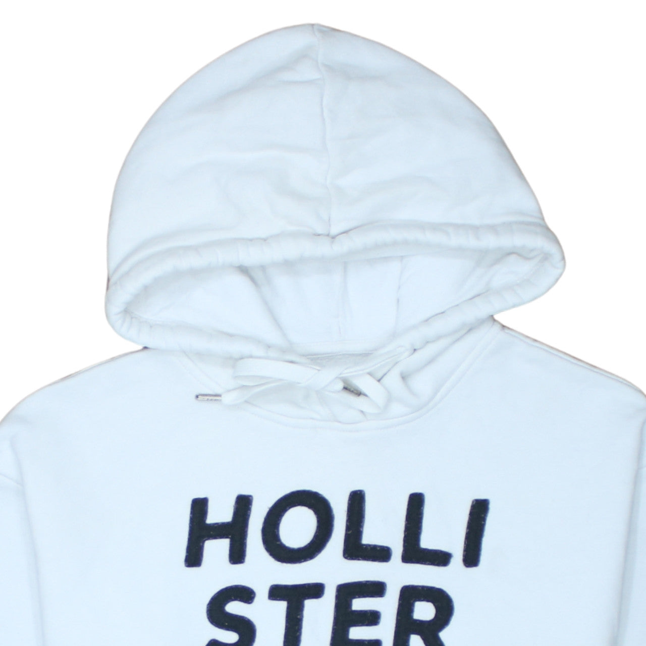 Hollister Mens White Pullover Hoodie L Logo Fleece Sweatshirt