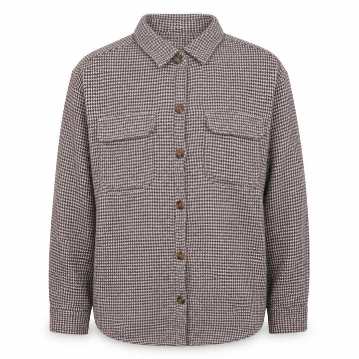 Hollister Women Grey Houndstooth Button-Up Shirt Medium
